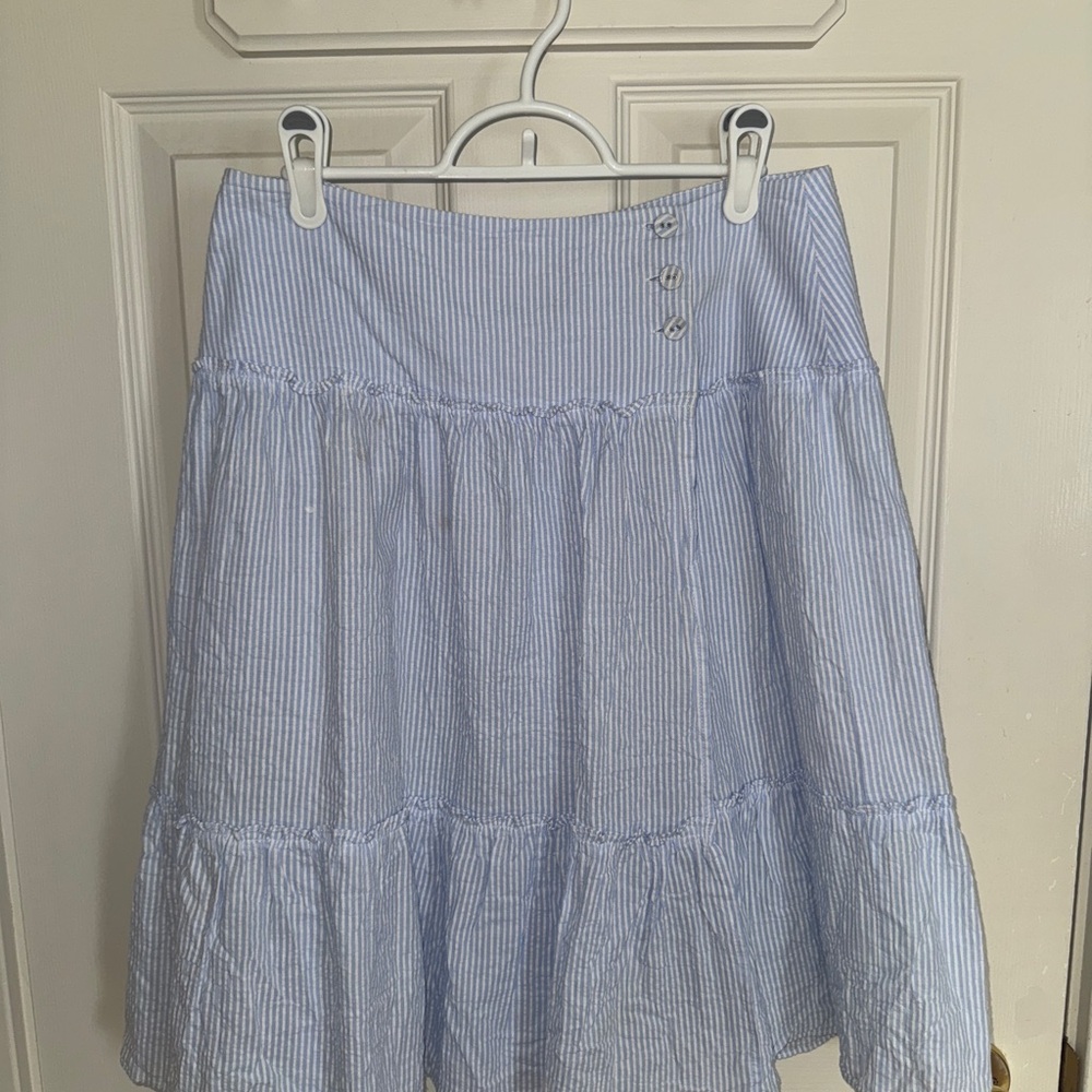 Princess Polly Light Blue Striped Midi Skirt